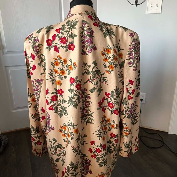 Vintage Elisabeth Floral Print Blazer Jacket in Cream Women's size 18 - Picture 4 of 7